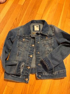 SO Girls' Medium Blue Denim Jean Jacket